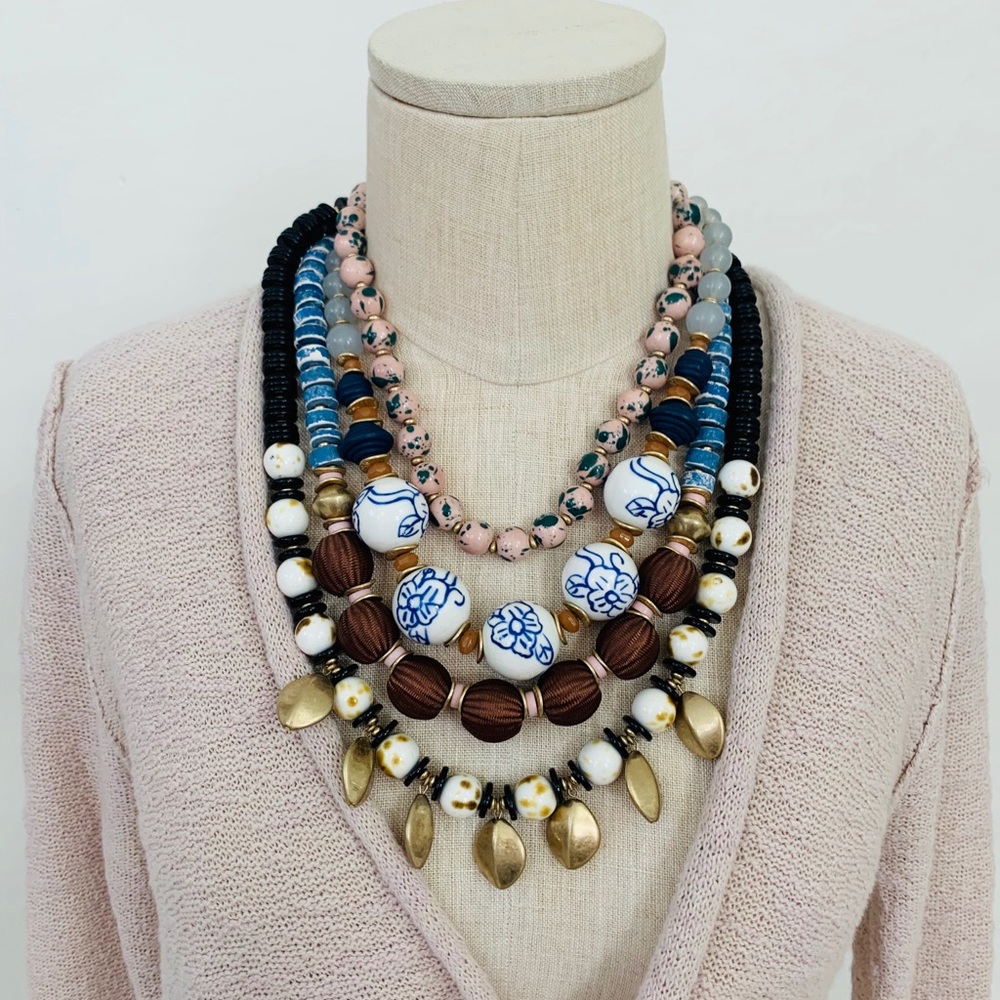 Anthropologie Textured Bohemian Statement Necklace